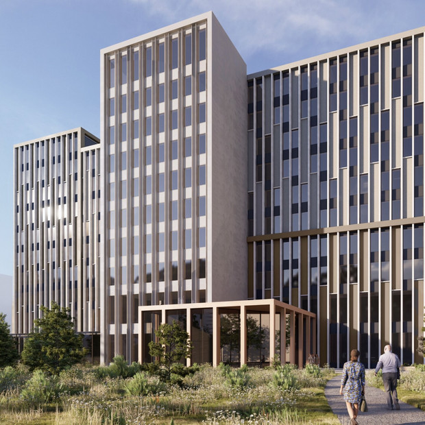 Large building in green surroundings